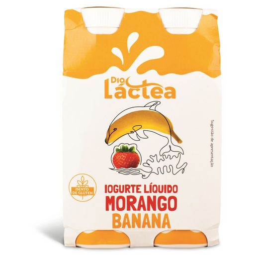 DIA LÁCTEA Iogurte Líquido Polpa Morango e Banana 4x160 g