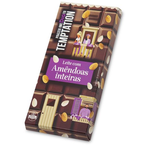 DIA TEMPTATION Tablete de Chocolate de Leite Com Amêndoas Inteiras 200 g