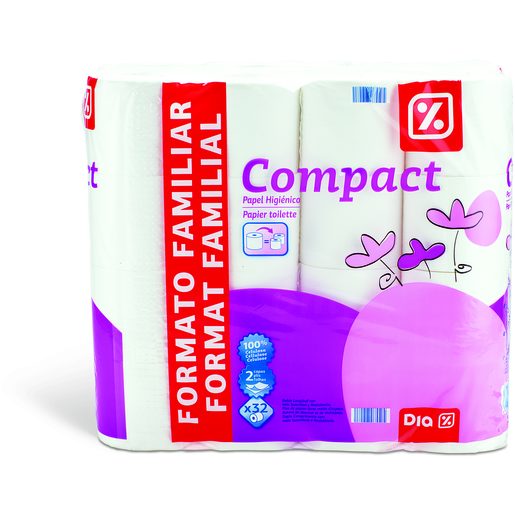 DIA Papel Higiénico Compacto Branco 2 Folhas 32 Un DIA Papel Higiénico Compacto Branco 2 Folhas 32 Un