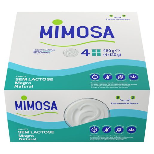 MIMOSA Iogurte Sólido 0% Lactose Magro 4x120 g