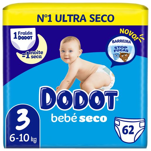 DODOT Fraldas Bebé-Seco Tamanho 3 (6-10 kg) 62 un