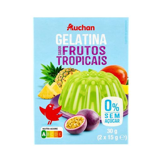 AUCHAN Gelatina sem Açúcar Frutos Tropicais 30 g AUCHAN Gelatina sem Açúcar Frutos Tropicais 30 g