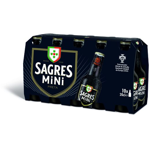 SAGRES Cerveja Preta com Álcool Preta 10x200 ml