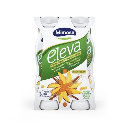 MIMOSA Iogurte Líquido Bifidus Manga e Cenoura Sem Lactose ELEVA 4x156 ml