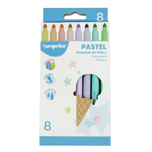 EUROPRICE Canetas de Feltro Pastel 8 un EUROPRICE Canetas de Feltro Pastel 8 un