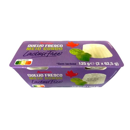 AUCHAN Queijo Fresco Meio Gordo sem Lactose 2 x 62,5 g