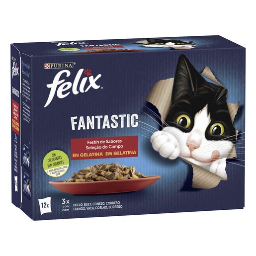 FELIX Fantastic Alimento Húmido Gato Saborosa Seleção 12x85 g
