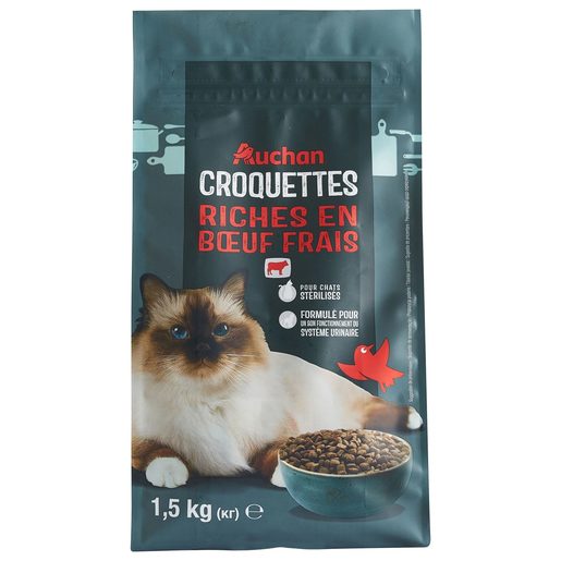 AUCHAN Ração Gato Esterilizado Vaca Fresca 1,5 kg AUCHAN Ração Gato Esterilizado Vaca Fresca 1,5 kg