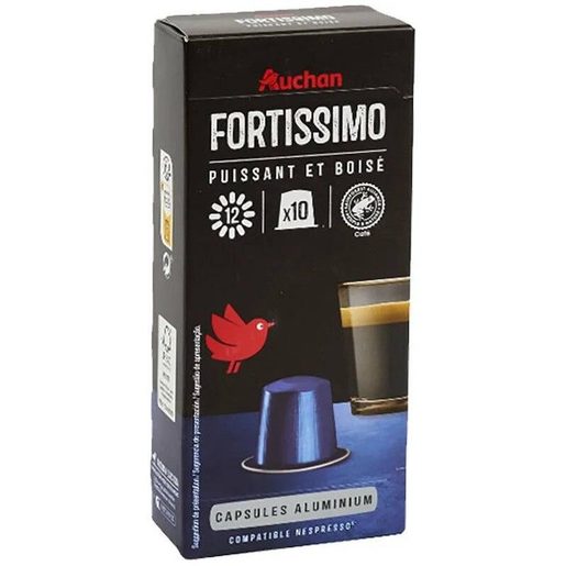 AUCHAN Cápsulas Café Nespresso Alumínio Fortíssimo 10 un