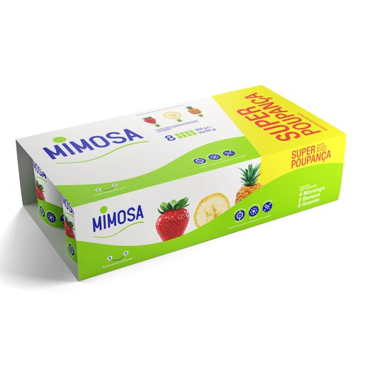 MIMOSA Iogurte Sólido Aroma Morango, Banana e Ananás 8x120 g