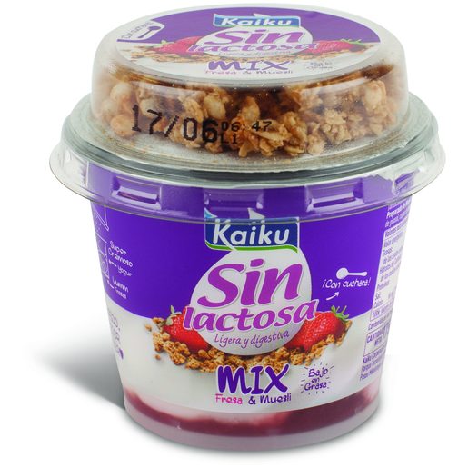 KAIKU Iogurte Mix De Morango E Cereais Sem Lactose 132 g