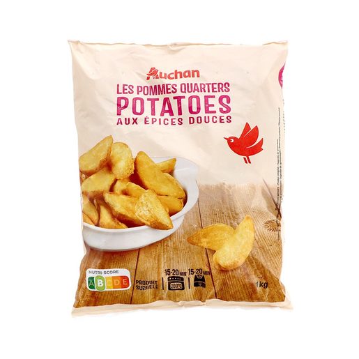 AUCHAN Batata Pré-Frita Quartos com Pele 1 kg