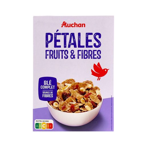 AUCHAN Flocos de Trigo Frui&Fibras Frutos Secos 500 g AUCHAN Flocos de Trigo Frui&Fibras Frutos Secos 500 g