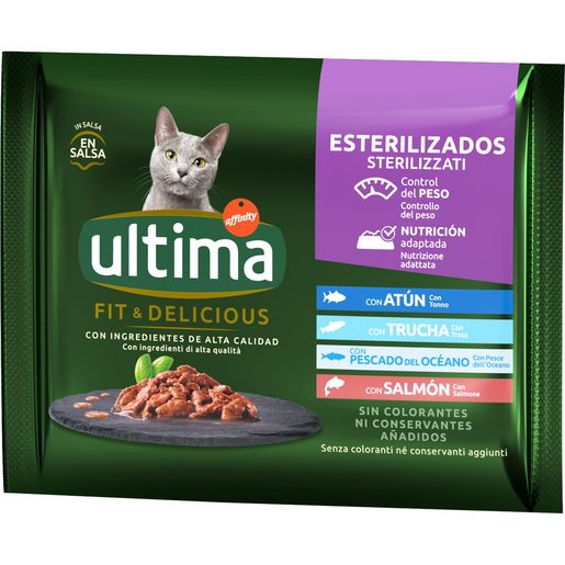 ULTIMA Alimento Húmido Para Gato Esterilizado Peixe Selection 4x85 g