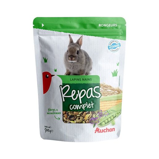 AUCHAN Comida para Coelho Anão Menu Completo 500 g AUCHAN Comida para Coelho Anão Menu Completo 500 g