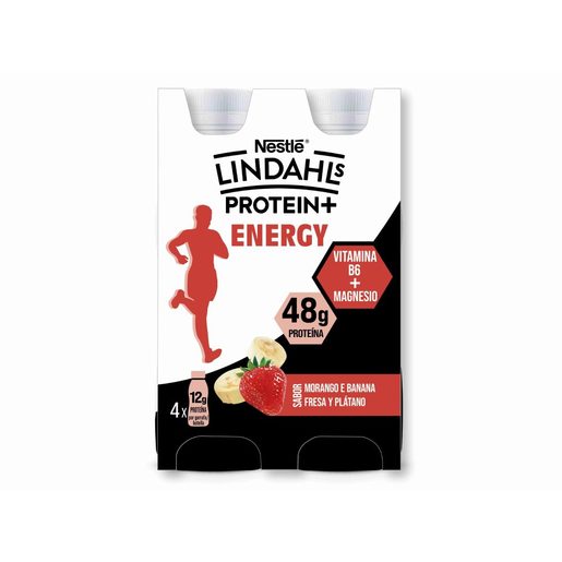 LINDAHLS Iogurte Líquido Proteico Energy Morango Banana 4x155 ml