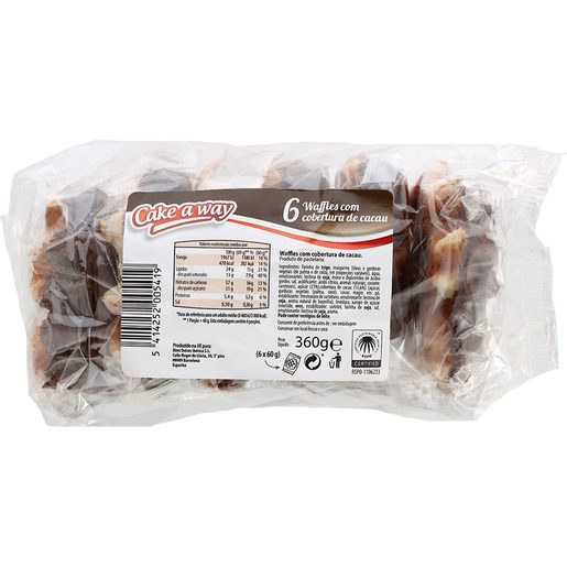 CAKE A WAY Waffles com Cobertura de Cacau 6x60 g CAKE A WAY Waffles com Cobertura de Cacau 6x60 g