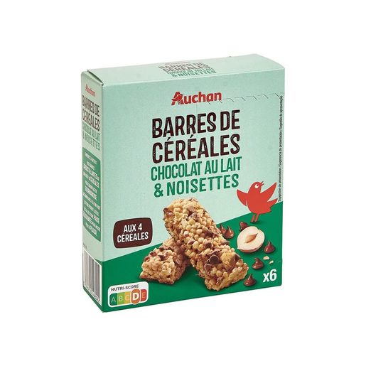 AUCHAN Barras Cereais Chocolate Leite e Avelã 126 g