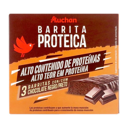 AUCHAN Barrita Proteica com Chocolate Preto 120 g