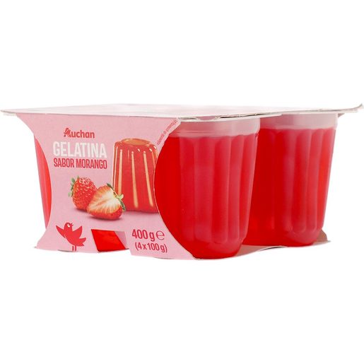 AUCHAN Gelatina Morango 4x100 g