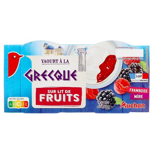 AUCHAN Iogurte Grego Amora e Framboesa 4x150 g AUCHAN Iogurte Grego Amora e Framboesa 4x150 g