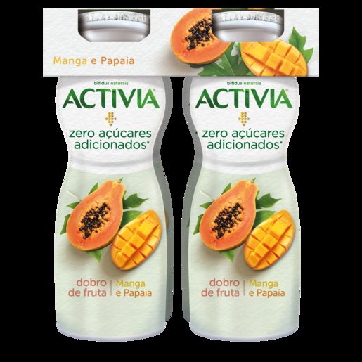 ACTIVIA Iogurte Líquido 0% Açúcar Manga e Papaia 4x155 g