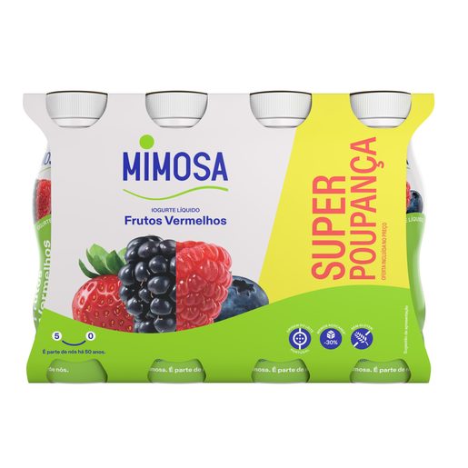 MIMOSA Iogurte Líquido Aromas Frutos Vermelhos 8x151 ml
