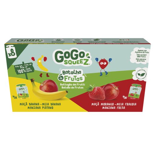 GOGO SQUEEZ Multipack Morango e Banana 8x90 g