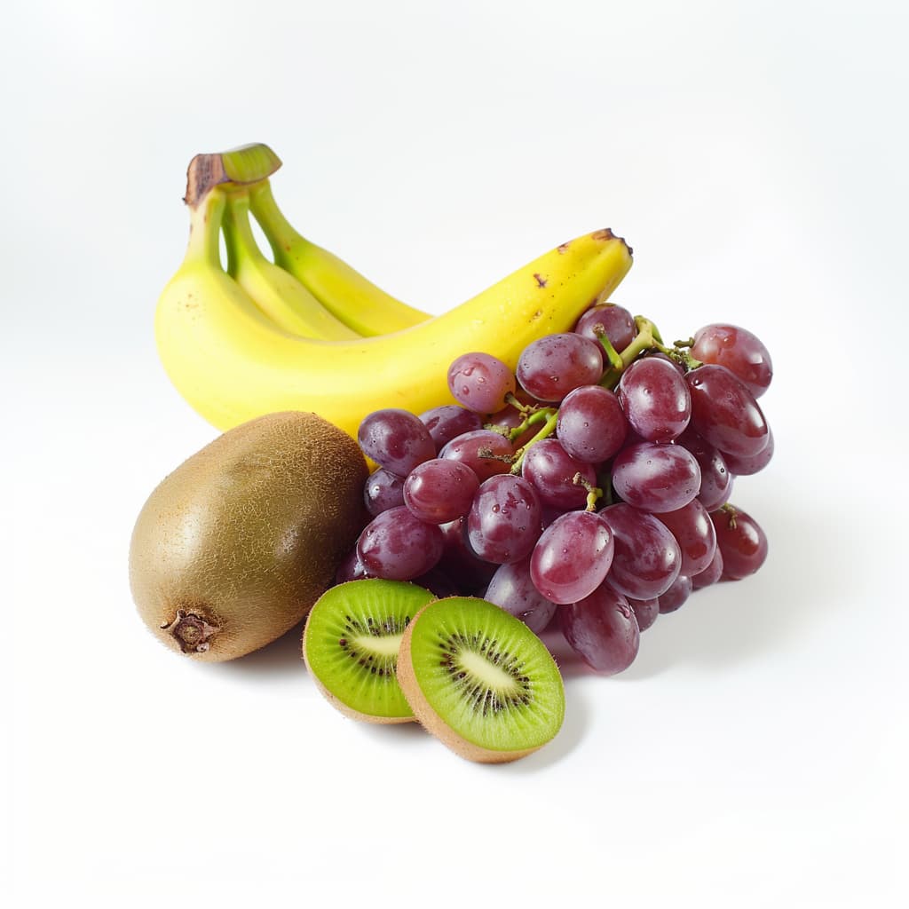 Uva, banana e kiwi