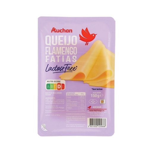 AUCHAN Queijo Flamengo Fatias Sem Lactose 150 g