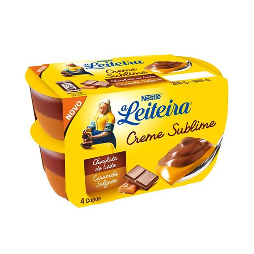 A LEITEIRA Creme Sublime Chocolate de Leite e Caramelo Salgado 4X65 g