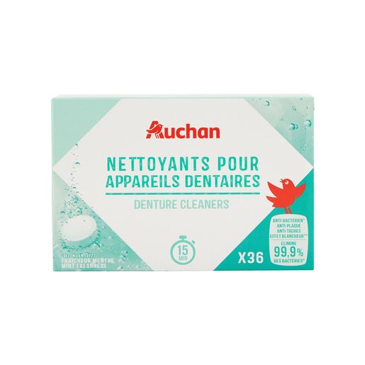 AUCHAN Pastilhas Próteses Dentária Antibactérias DM 36 un