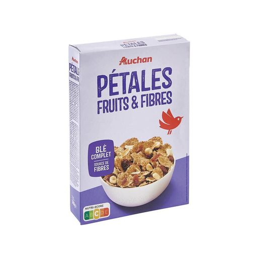 AUCHAN Flocos de Trigo Frui&Fibras Frutos Secos 500 g AUCHAN Flocos de Trigo Frui&Fibras Frutos Secos 500 g