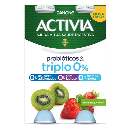 ACTIVIA Iogurte Líquido Magro Triplo 0% Morango e Kiwi 4x155 g