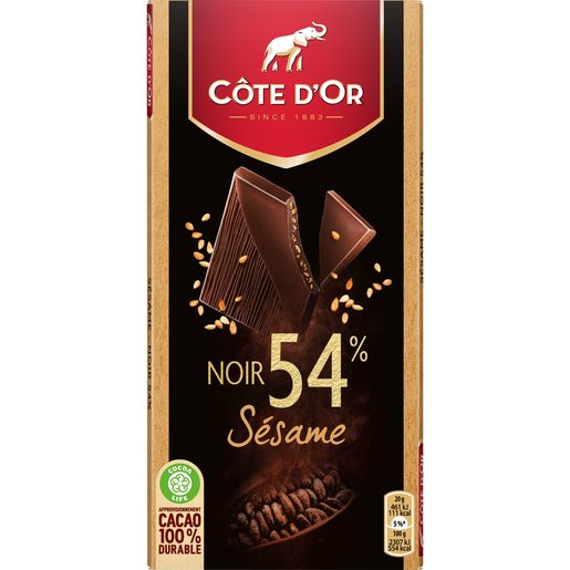 CÔTE D'OR Tablete Chocolate Preto com Sésamo 100 g