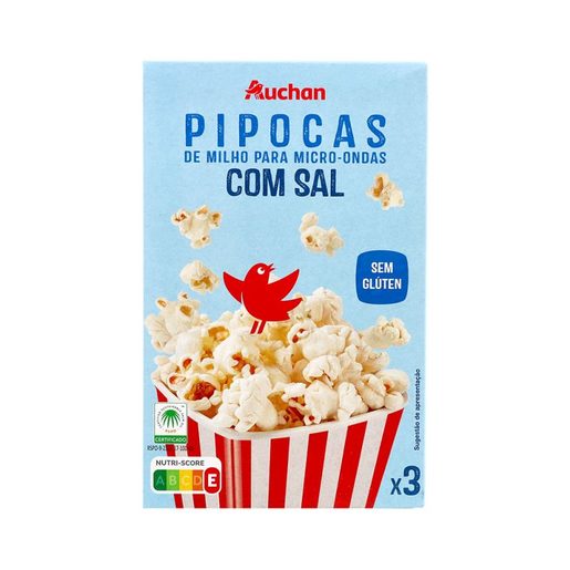 AUCHAN Pipocas de Microondas com Sal 3x90 g AUCHAN Pipocas de Microondas com Sal 3x90 g