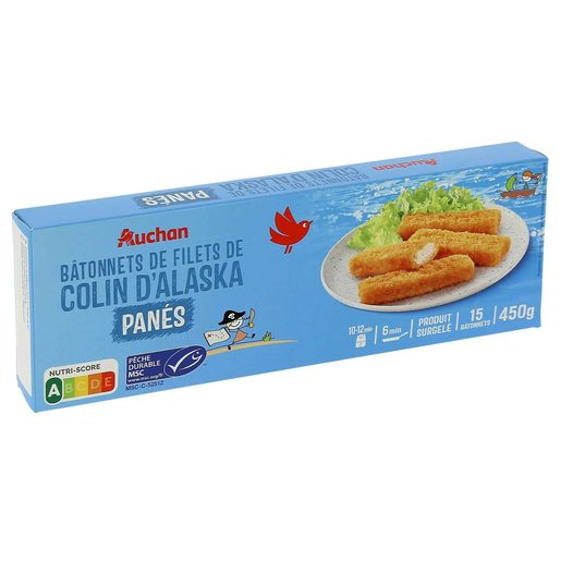 AUCHAN Douradinhos de Escamudo-do-Alasca Msc 450 g AUCHAN Douradinhos de Escamudo-do-Alasca Msc 450 g