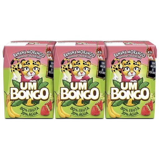 UM BONGO Néctar de Banana Morango 3x200 ml UM BONGO Néctar de Banana Morango 3x200 ml