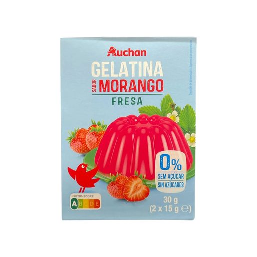 AUCHAN Gelatina sem Áçucar Morango 30 g