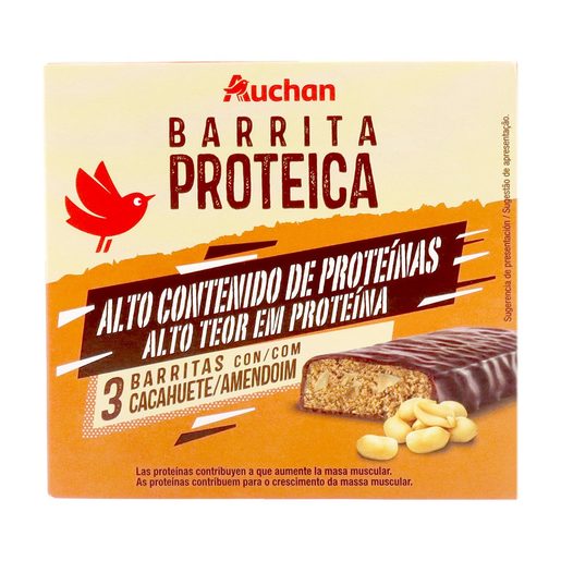 AUCHAN Barrita Proteica com Amendoim 120 g