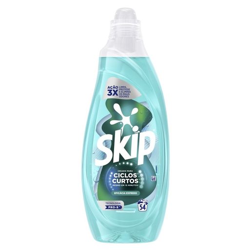 SKIP Detergente Líquido Máquina Roupa Ciclos Curtos Eficácia Express 54 Lv