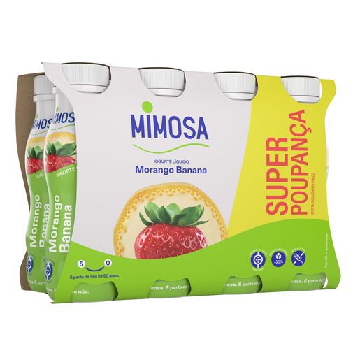 MIMOSA Iogurte Líquido Banana Morango 8x151 ml