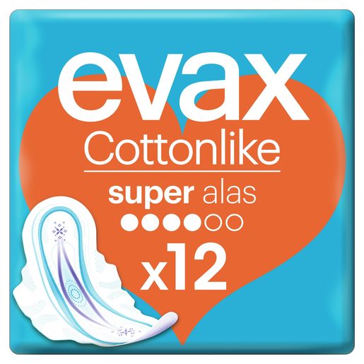 EVAX Pensos Higiénicos Cottonlike Super com Abas 12 un